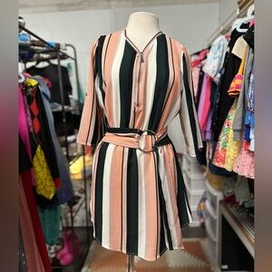 J for Justify Black and Pink V-Neck Mini Dress